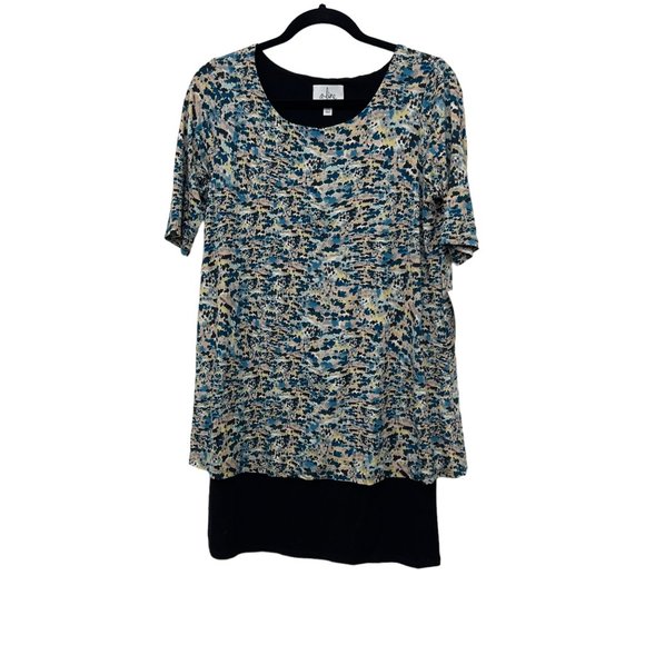 A-line watercolor short sleeve Hawaii layered dress NEW‎ NWT Size: MP - Picture 1 of 8